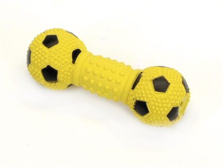 Rascals Latex Soccer Dumbbell Dog Toy Yellow 1ea 5.5 in For Sale