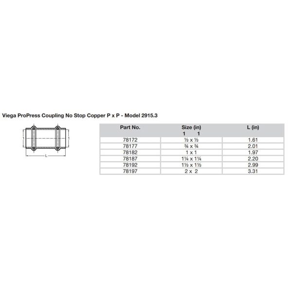 Viega ProPress 1-1 4  Copper Coupling w o Stop - Double Press Connection - Smart Connect Technology [78187] For Discount