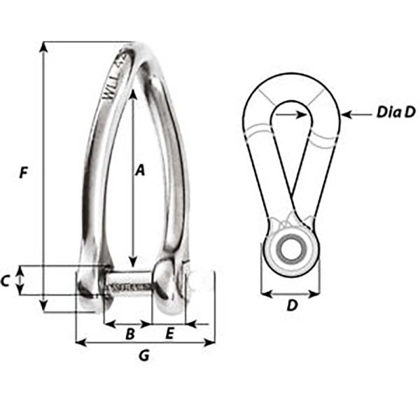 Wichard Captive Pin Twisted Shackle - Diameter 8mm - 5 16  [01424] Online Sale