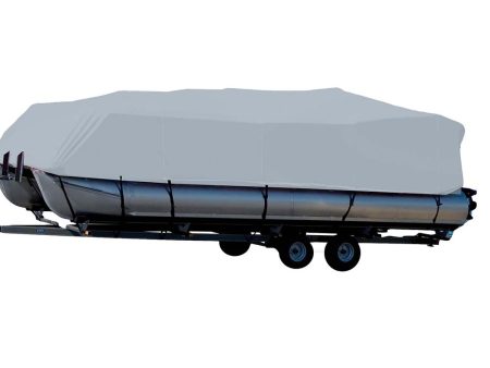 Carver Sun-DURA Styled-to-Fit Boat Cover f 26.5 Pontoons w Bimini Top  Partial Rails - Grey [77626S-11] Fashion