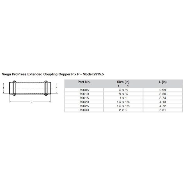 Viega ProPress 3 4  Extended Coupling w o Stop - Double Press Connection - Smart Connect Technology [79010] Online now