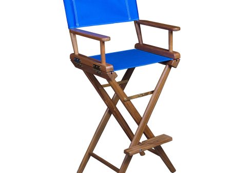 Whitecap Captains Chair w Blue Seat Covers - Teak [60045] Sale