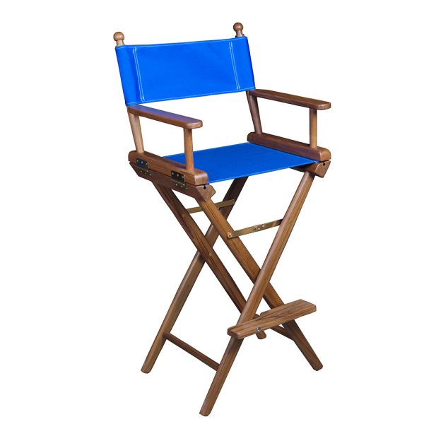 Whitecap Captains Chair w Blue Seat Covers - Teak [60045] Sale