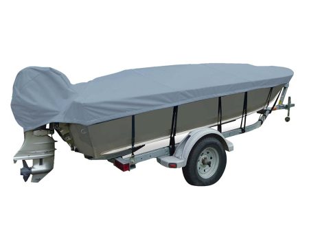 Carver Poly-Flex II Narrow Series Styled-to-Fit Boat Cover f 15.5 V-Hull Fishing Boats - Grey [70125F-10] For Sale