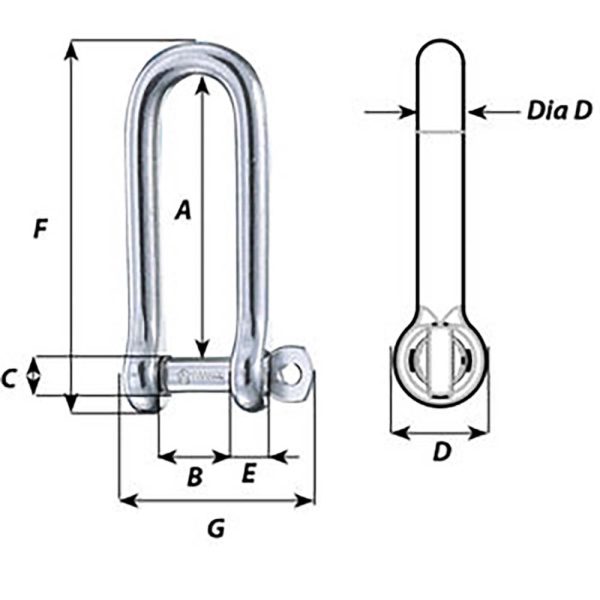 Wichard Captive Pin Long D Shackle - Diameter 4mm - 5 32  [01411] Fashion