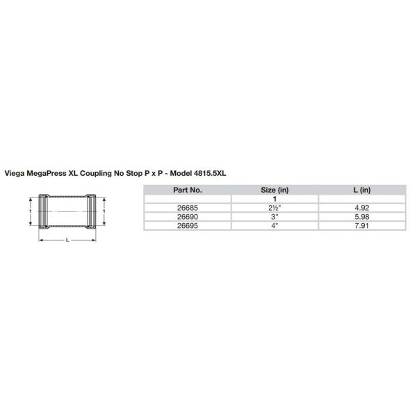 Viega MegaPress 4  Carbon Steel Coupling w o Stop w FMK - Double Press Connection - Smart Connect Technology [26695] Cheap