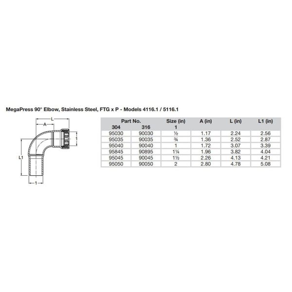 Viega MegaPress 3 4  90 Stainless Steel 304 Elbow Street - Press Connection - Smart Connect Technology [95035] on Sale