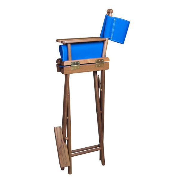 Whitecap Captains Chair w Blue Seat Covers - Teak [60045] Sale