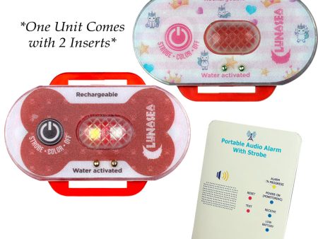 Lunasea Child Pet Safety Water Activated Strobe Light w RF Transmitter  Portable Audio Visual Receiver - Red Case [LLB-63RB-E0-K1] Cheap