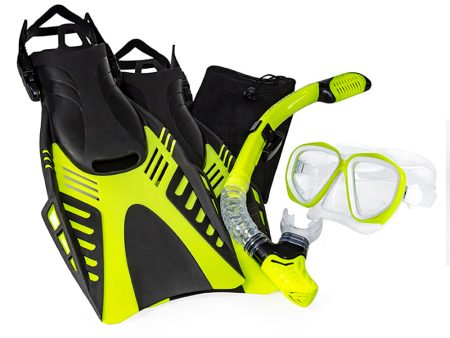 Aqua Leisure Dyna Adult 5-Piece Dive Set - Adult Size M L Mens 4.5-8.5 Ladies 5.5-9.5 [DPX18230S3M] on Sale