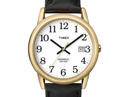 Timex Easy Reader 35mm Watch - Black Leather Strap Gold Tone Case [T2H291] Online Hot Sale