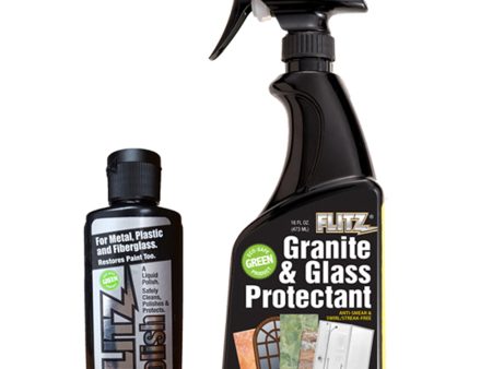 Flitz Granite  Glass Protectant 16oz Spray Bottle w 1-1.7oz Liquid Polish [GRX22806LQ04502] Online