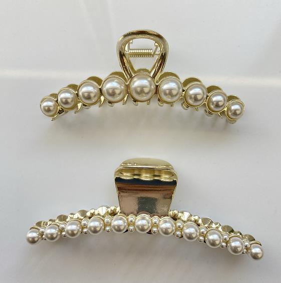 11cm Single Row of Imitation Pearl Alloy Hair Claw Clip Fashion