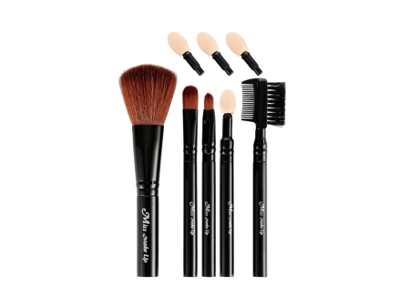 Black 5 Piece Makeup Brush Set (with Eyeshadow Applicator Tips) For Discount